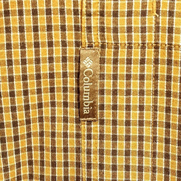 Columbia Men XL Shirt Brown Check Cotton Button Down Button Collar Casual Preppy - Picture 5 of 7